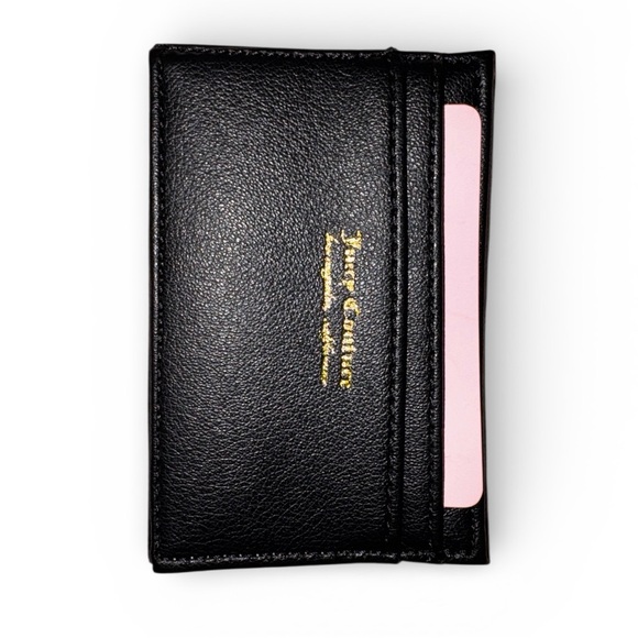 Juicy Couture Card Holder Wallet Black Faux Leather Slim NWOT - Picture 5 of 6